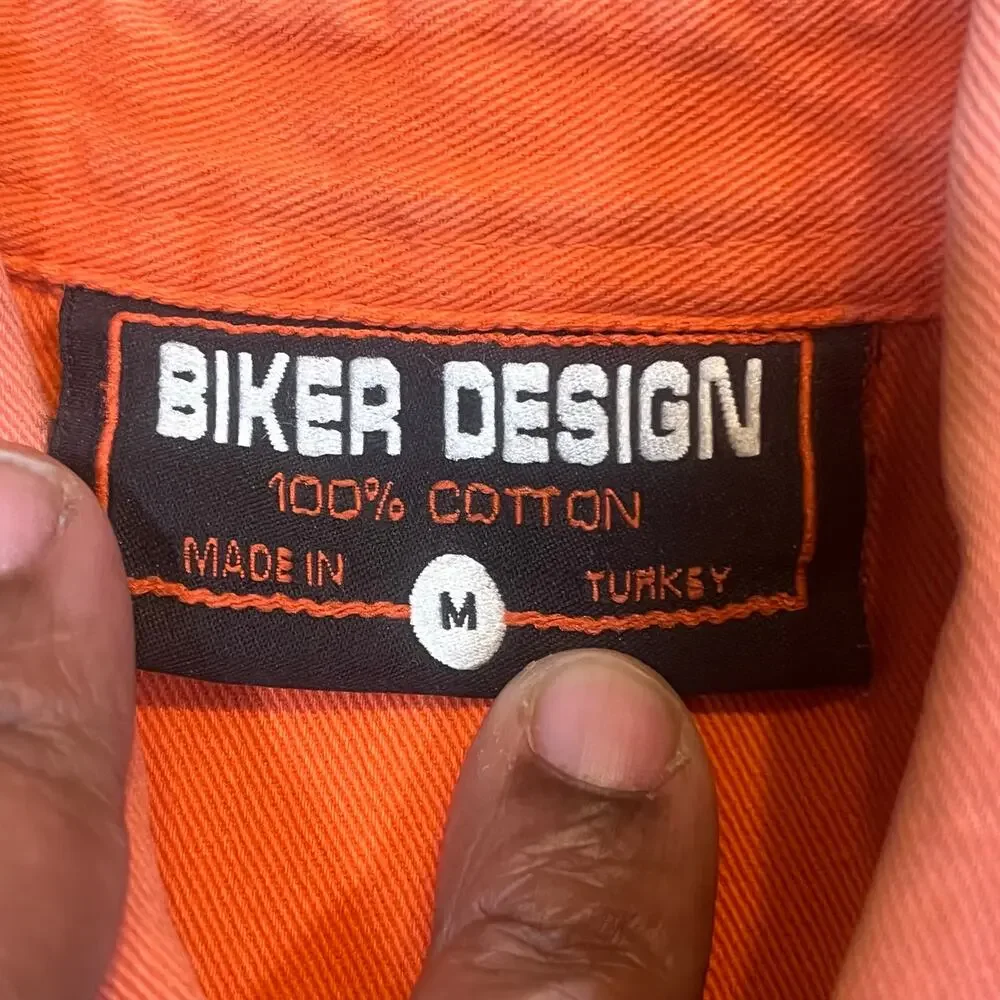 Biker Design Sturgis Buffalo Sleeveless Button Shirt‎ Men M Western Y2K Orange